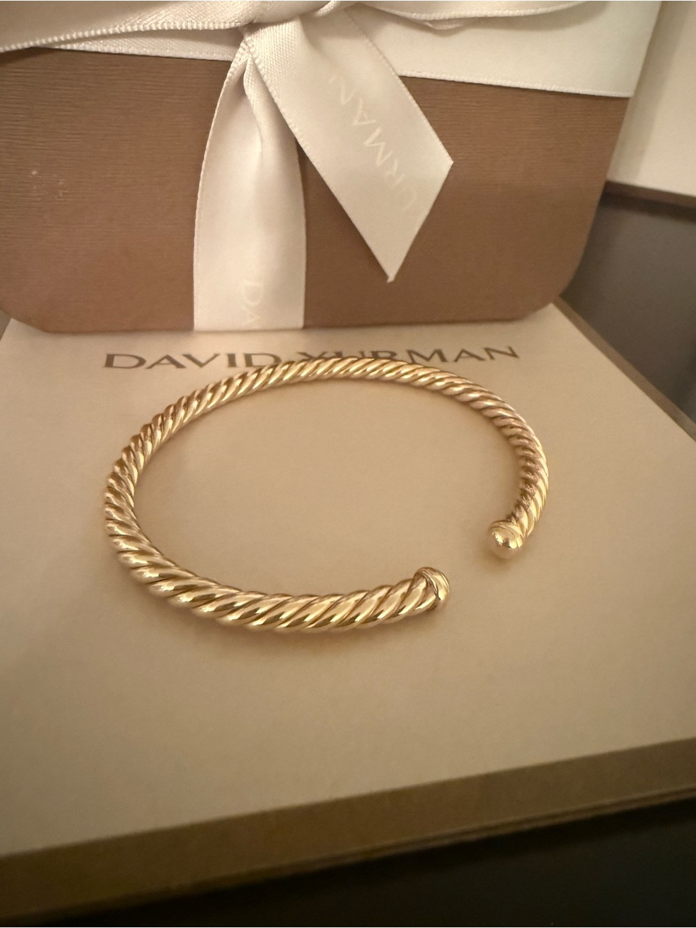 GORGEOUS David Yurman 18k Yellow Gold Cable Open Cuff Bracelet! - 4mm - Picture 6 of 10